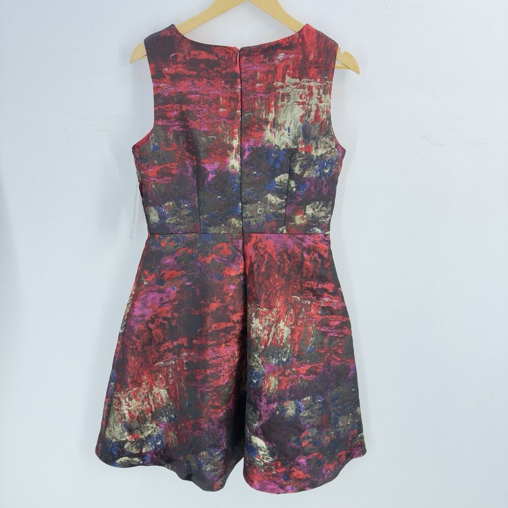 NWT Leslie Fay Women Dress Striped Fit & Flare Black Gold Size 8 - Picture 8 of 17